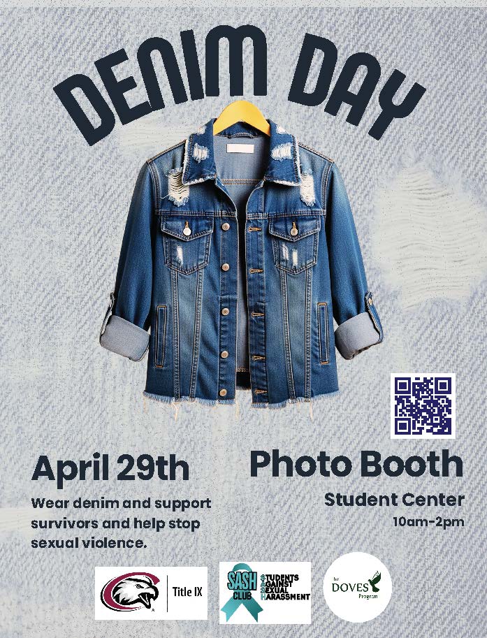 Poster with a denim jack for sexual assault awareness