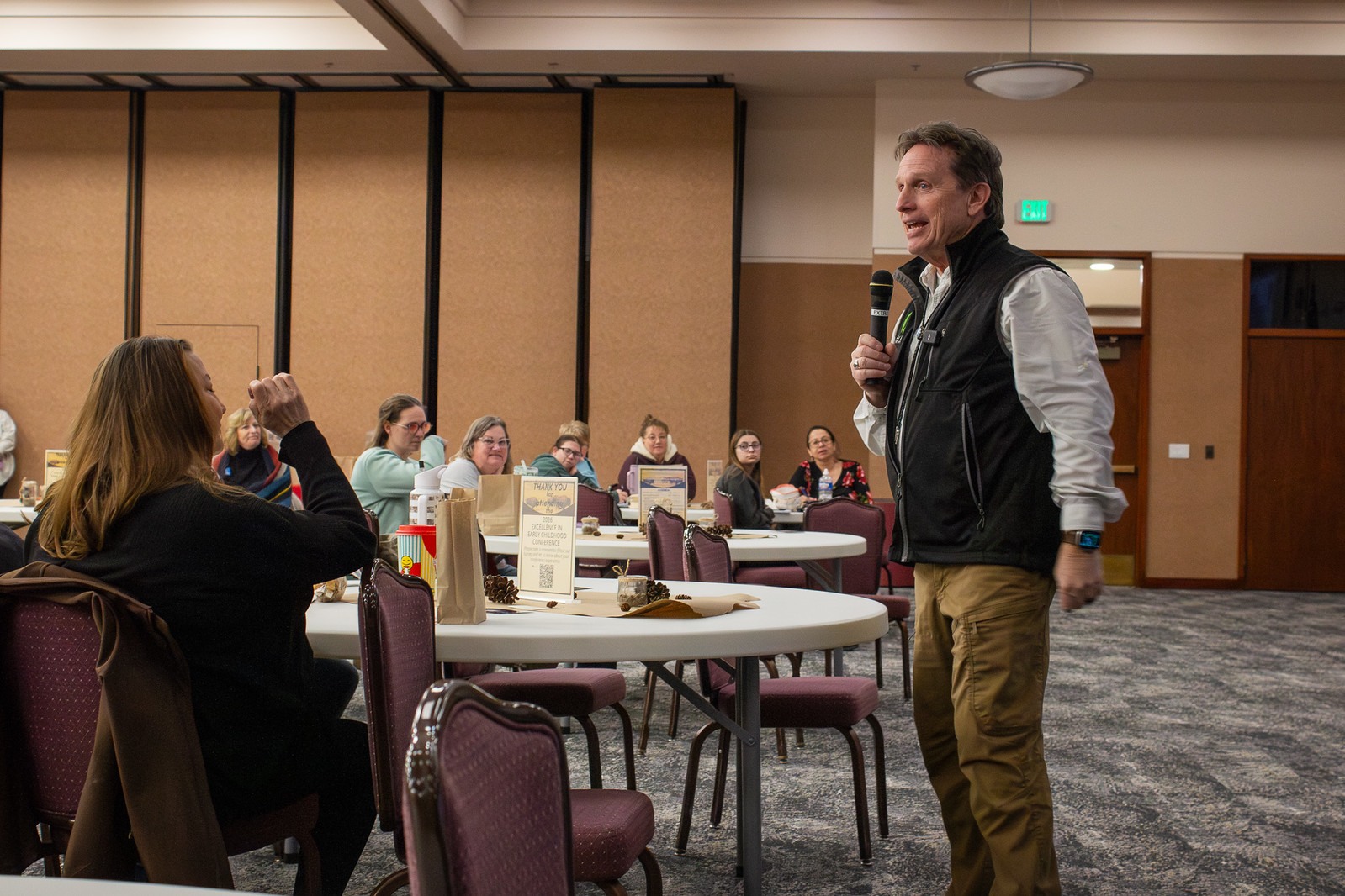 Speaker in front of audience