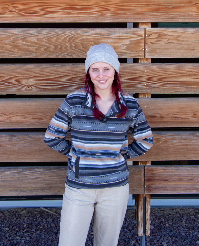 Student posing outside