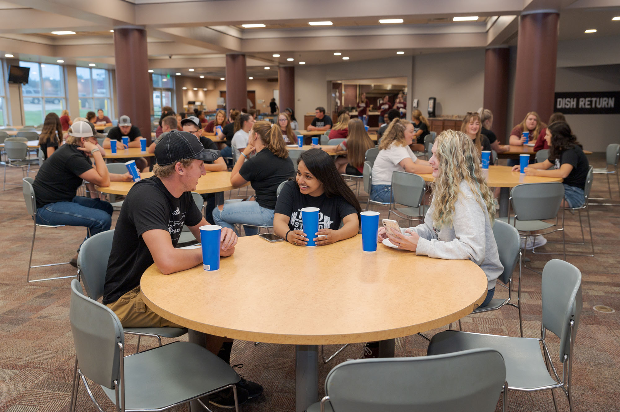 Students eating in the cafeteria