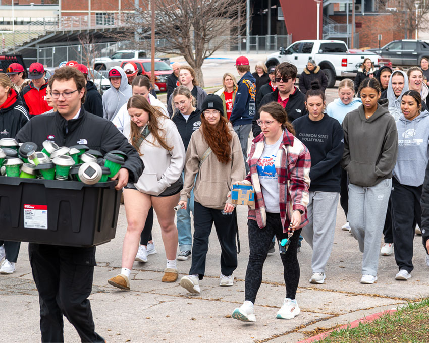 Students walking in solidarity against sexual assault