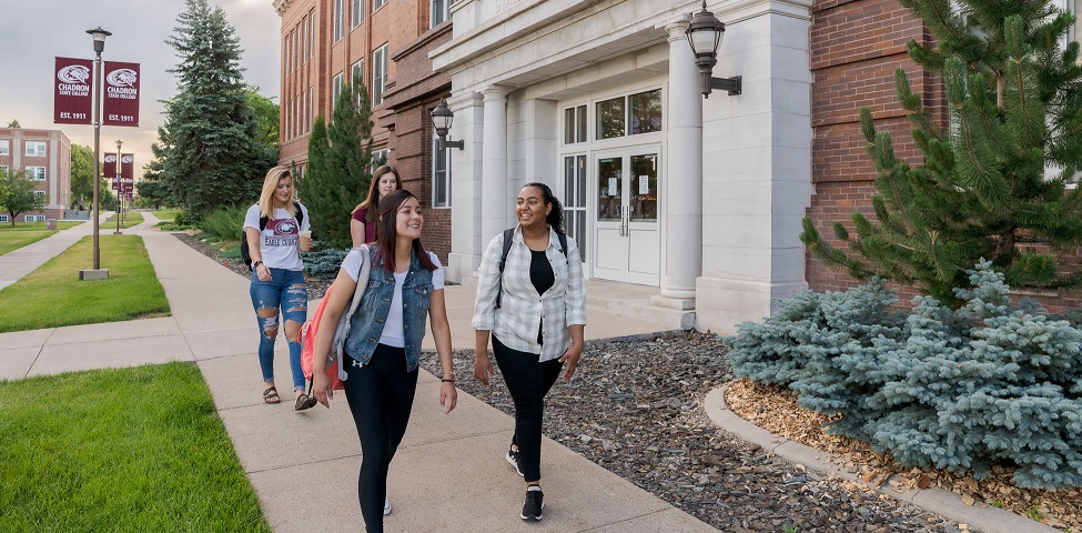 Students walking on campus