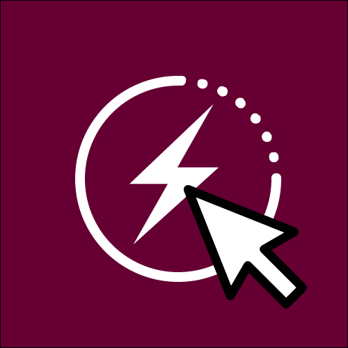 Lightningbolt enclosed in a circle with an arrow pointing at it.