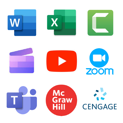 Several technology app logos arranged together.